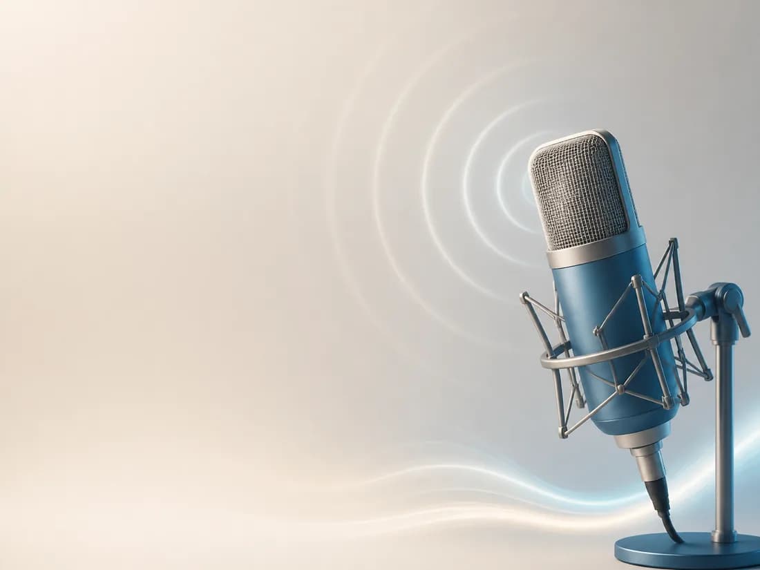 Micrófono de estudio con ondas de sonido suaves